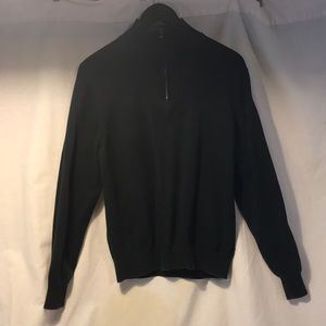 Lands End Pull Over 1/4” ZIP Black Cotton Sweater